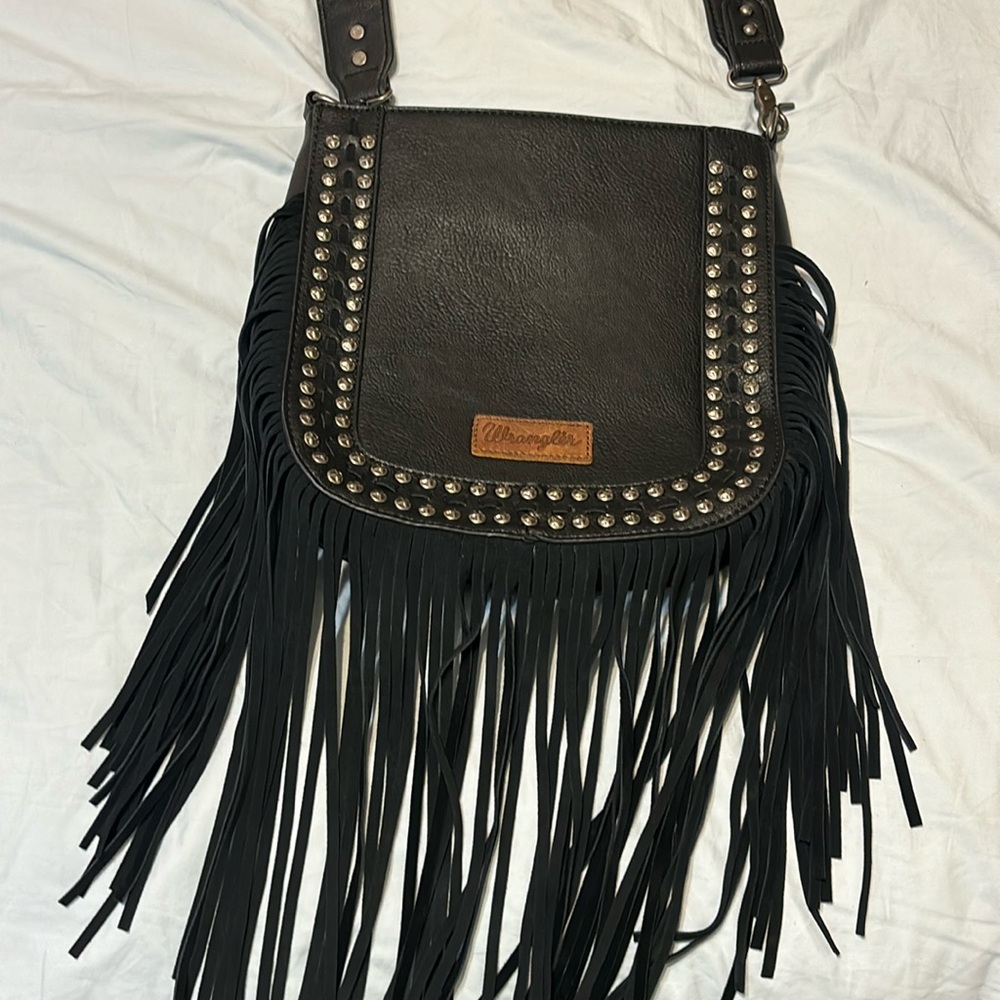 Black Leather Wrangler Crossbody